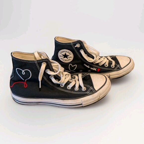 Converse Chuck Taylor All Star High Top “Made With Love” Black Red Heart Size 7 - Picture 1 of 15